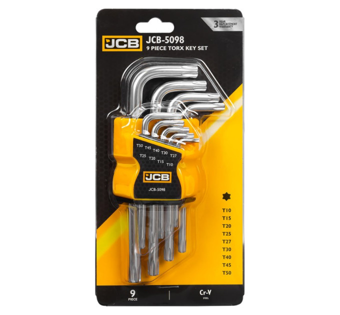Haбіp Г-подіб. ключів TORX 9 пр. (T10-T50) JCB Tools JCB-5098