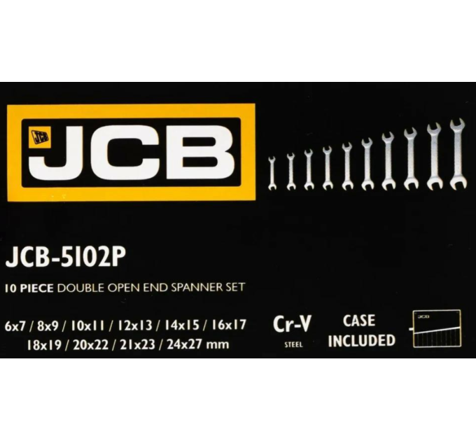 Набір ріжкових ключів в чохлі 10 пр. (6-27 мм) JCB Tools JCB-5102P