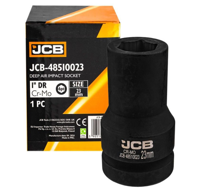 Головка торцева ударна глибока 1" 23 мм (6-гр.) JCB Tools JCB-48510023