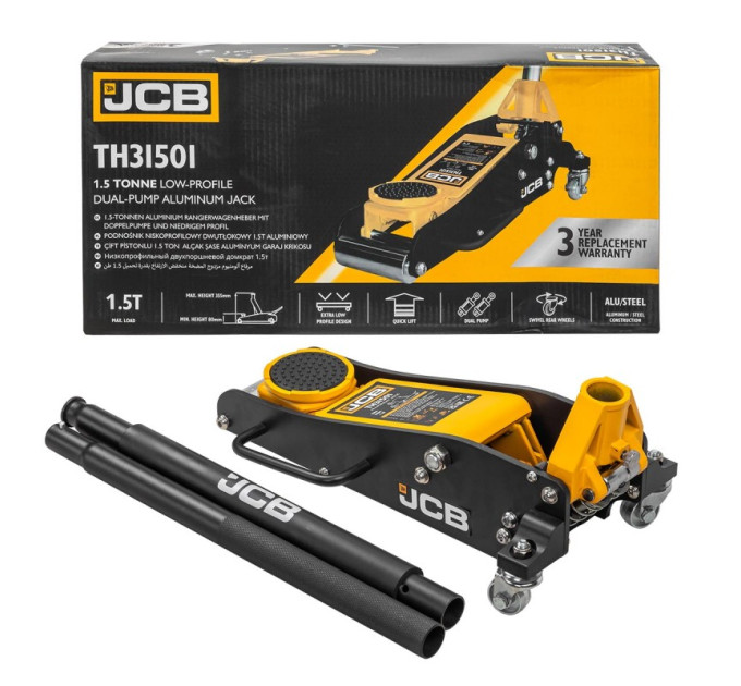 Домкрат підкатний гідравлічний низькопрофільний (80-355 мм) 1,5т JCB Tools JCB-TH31501