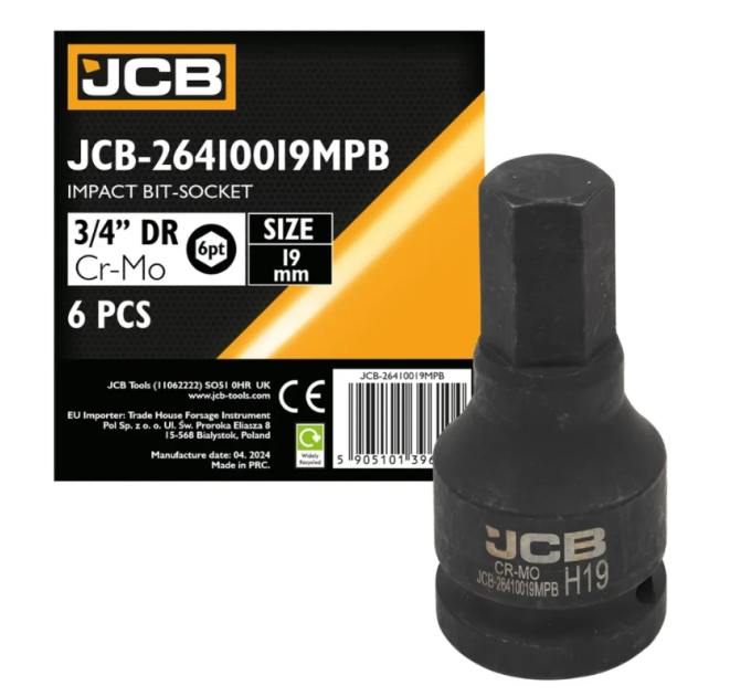 Головка-біта ударна HEX 3/4" 19 мм JCB Tools JCB-26410019MPB