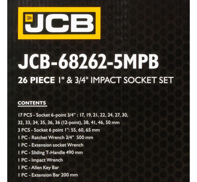 Набір інструментів ударних 26 пр. 3/4", 1" (6-гр.) JCB Tools JCB-68262-5MPB