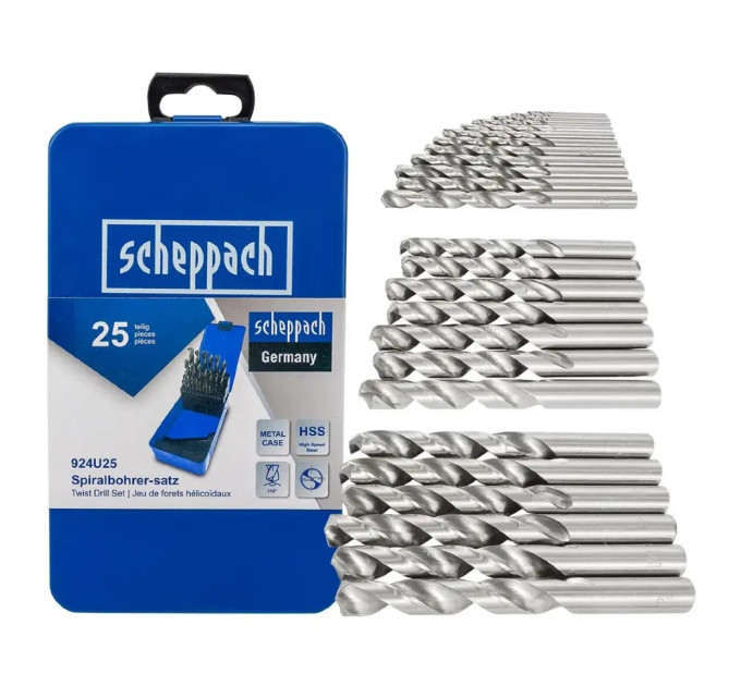 Набір свердл по металу (HSS) 25 пр. Scheppach SCH-924U25