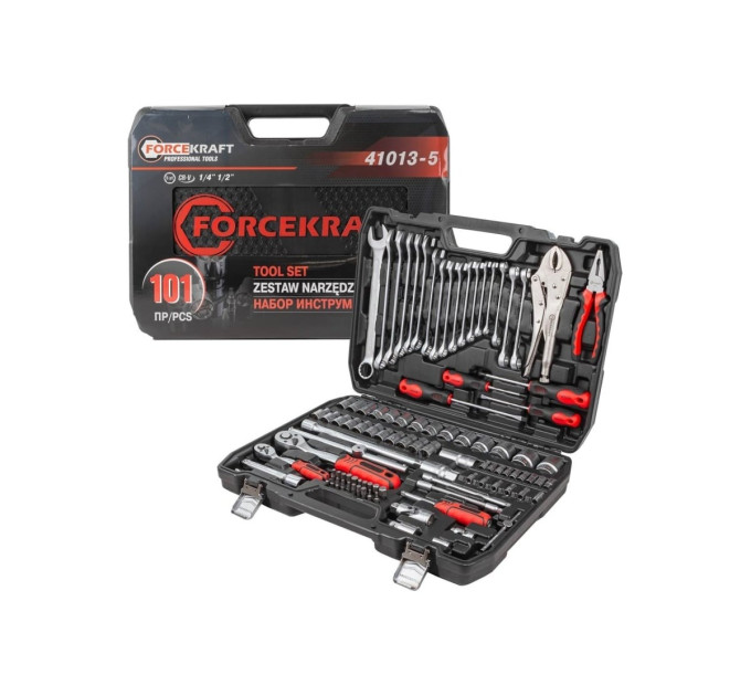Набір інструментів 1/4", 1/2" 101 пр. (4-32 мм) FORCEKRAFT FK-41013-5