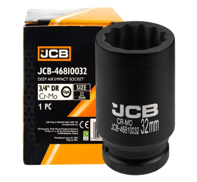 Гoлoвкa тopцeвa удapнa глибока 3/4" 32 мм (12-гранна) JCB Tools JCB-46810032