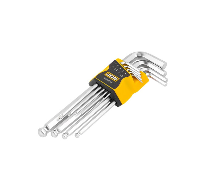 Набір Г-подіб. ключів довгих з кулею HEX 9 пр. (1,5 мм-10 мм) JCB Tools JCB-5093LB