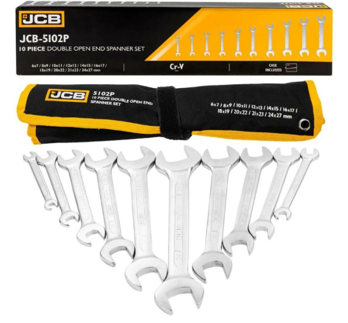 Набір ріжкових ключів в чохлі 10 пр. (6-27 мм) JCB Tools JCB-5102P