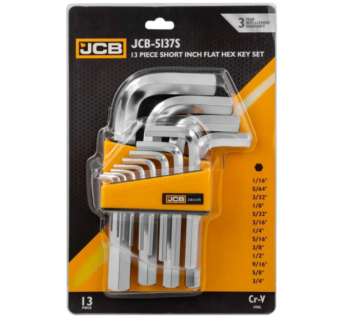 Haбіp Г-подіб. ключів HEX 13 пр. (1/16-3/4") JCB Tools JCB-5137S