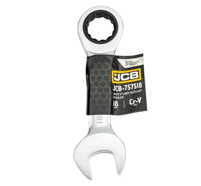 Ключ гайковий короткий з тріскачкою 18 мм JCB Tools JCB-757S18