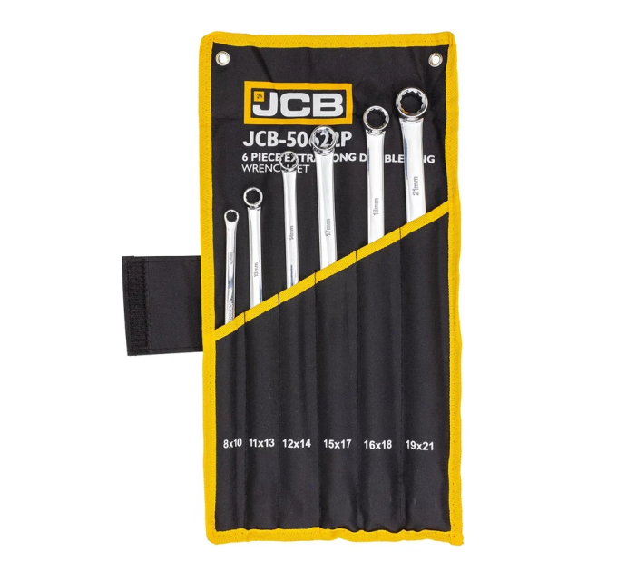 Набір накидних прямих подовжених ключів 6 пр. в чохлі (8-21 мм) JCB Tools JCB-50622P