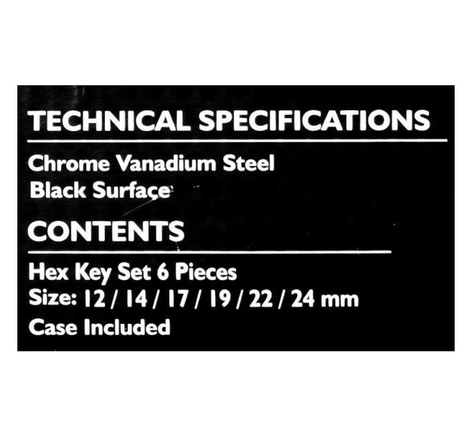 Haбіp Г-подіб. ключів HEX 6 пр. (12-24 мм) в чохлі JCB Tools JCB-5067