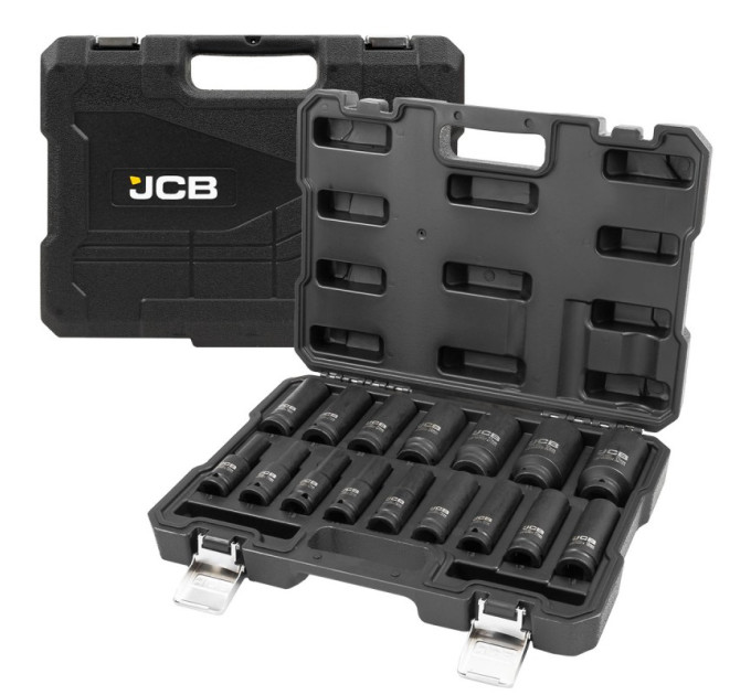 Набір головок ударних глибоких 16 од. 1/2" (6-гр.) JCB Tools JCB-4169-5MPB