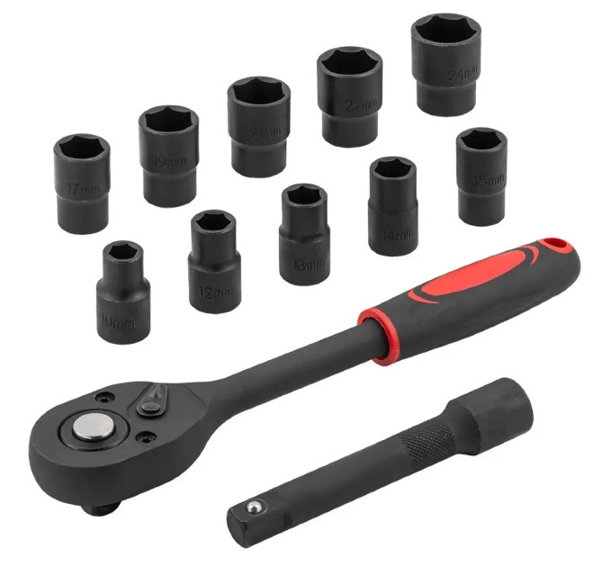Набір головок ударних з тріскачкою 12 пр. 1/2" (6-гр.) FORCEKRAFT FK-012-5K