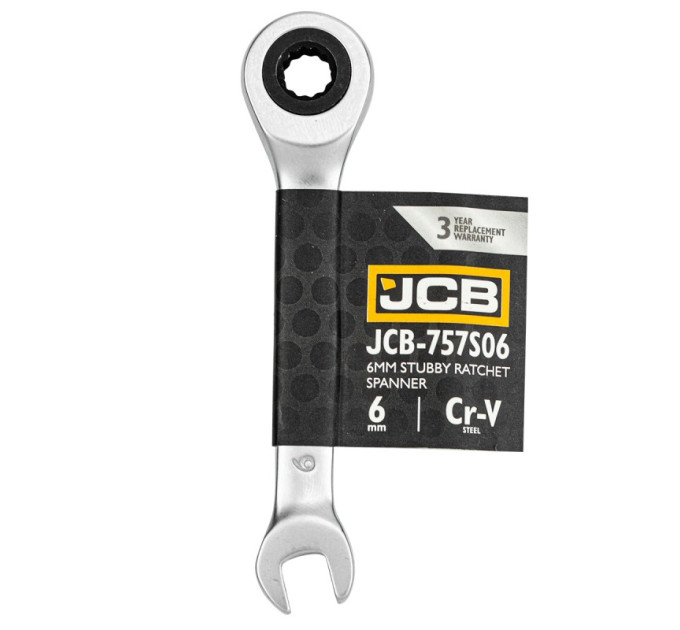 Ключ гайковий короткий з тріскачкою 6 мм JCB Tools JCB-757S06