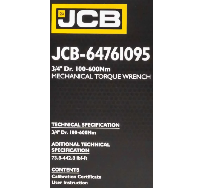 Динамометричний ключ 3/4" (100-600 Нм) JCB Tools JCB-64761095