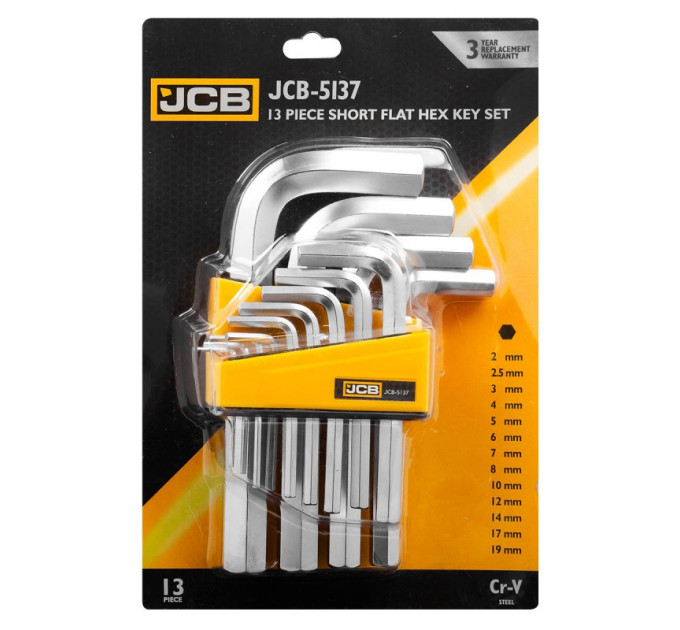 Haбіp Г-подіб. ключів HEX 13 пр. (2 мм-19 мм) JCB Tools JCB-5137