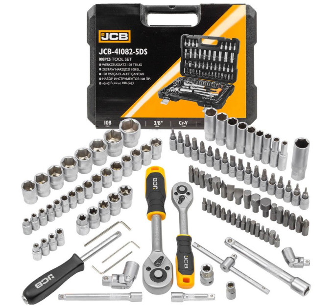Набір інструментів 108 пр. 1/4", 3/8" (6-гр.) (4-22 мм) JCB Tools JCB-41082-5DS