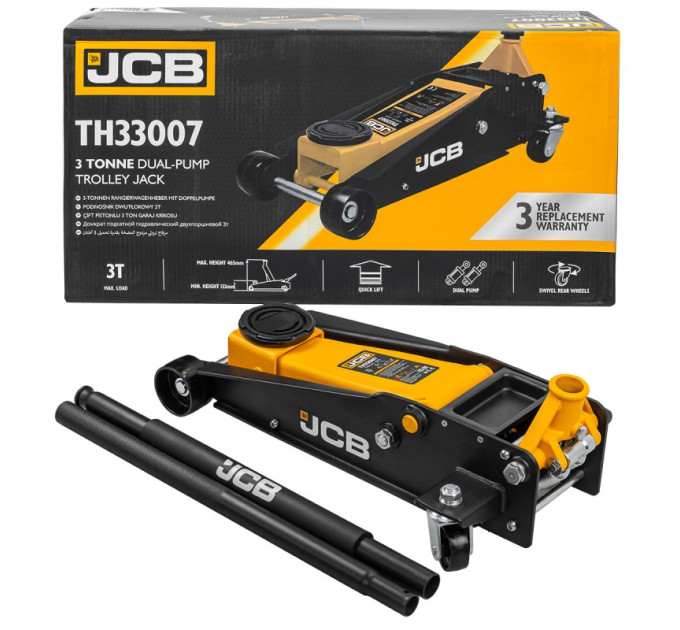 Домкрат підкатний гідравлічний (133-465 мм) 3т JCB Tools JCB-TH33007