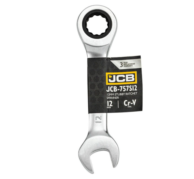 Ключ гайковий короткий з тріскачкою 12 мм JCB Tools JCB-757S12