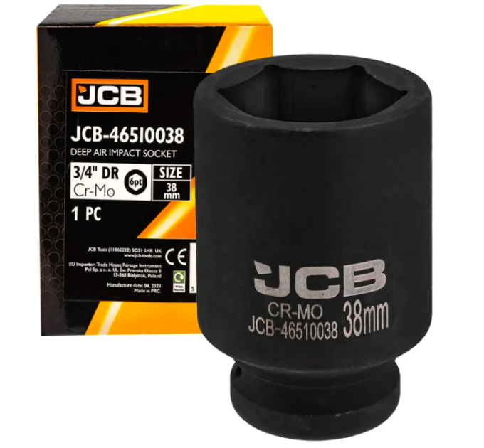 Головка торцева ударна глибока 3/4" 38 мм (6-гр.) JCB Tools JCB-46510038