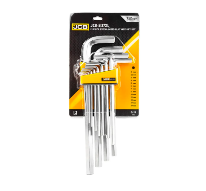 Haбіp Г-подіб. ключів подовжених HEX 13 пр. (2 мм-19 мм) JCB Tools JCB-5137XL
