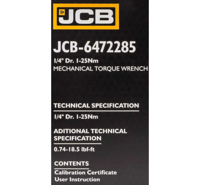 Динамометричний ключ 1/4" (1-25 Нм) JCB Tools JCB-6472285