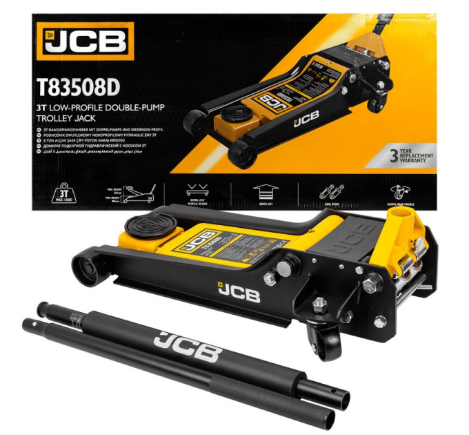 Домкрат підкатний гідравлічний низькопрофільний (100-535 мм) 3т JCB Tools JCB-T83508D