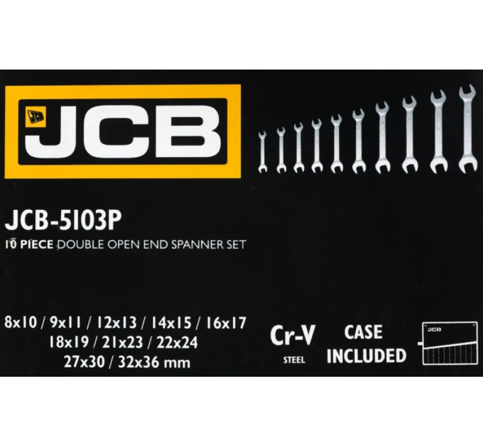 Набір ріжкових ключів в чохлі 10 пр. (8-36 мм) JCB Tools JCB-5103P