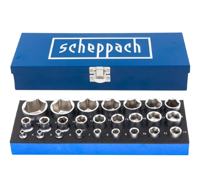 Набір головок в металевому кейсі 25 пр. 1/2'', 1/4'' (6-гр.) Scheppach SCH-50121G