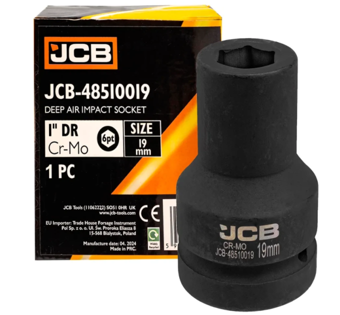 Головка торцева ударна глибока 1" 19 мм (6-гр.) JCB Tools JCB-48510019