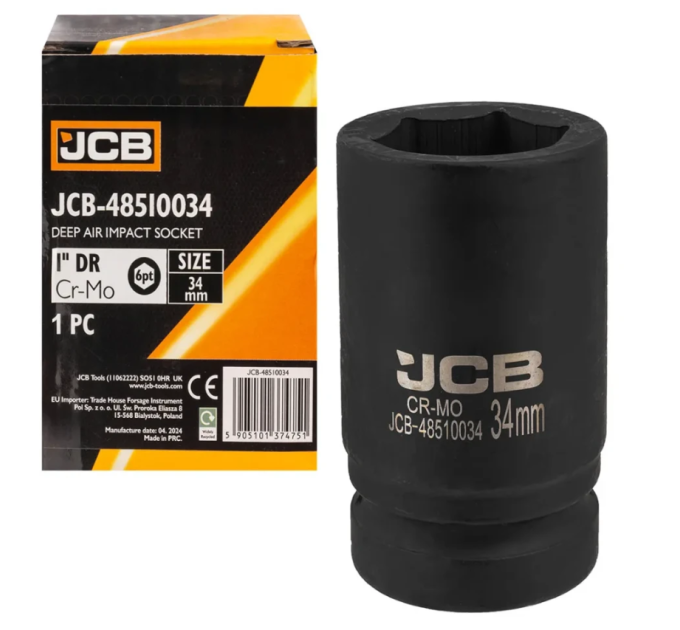 Головка торцева ударна глибока 1" 34 мм (6-гр.) JCB Tools JCB-48510034