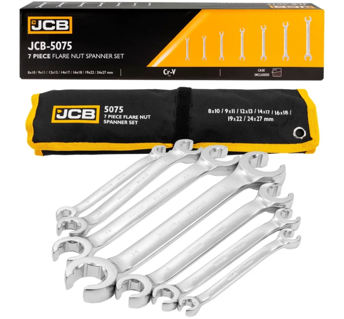 Набір розрізних ключів в чохлі 7 пр. JCB Tools JCB-5075