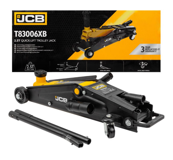 Домкрат підкатний гідравлічний (150-530 мм) 2,5т JCB Tools JCB-T83006XB