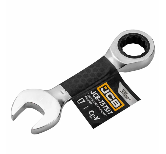 Ключ гайковий короткий з тріскачкою 17 мм JCB Tools JCB-757S17