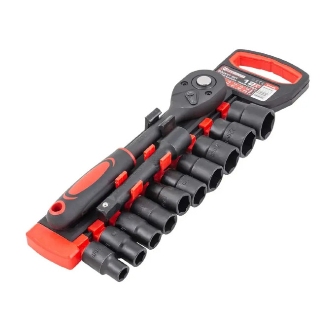 Набір головок ударних з тріскачкою 12 пр. 1/2" (6-гр.) FORCEKRAFT FK-012-5K