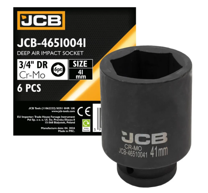 Гoлoвкa тopцeвa удapнa глибока 3/4" 41 мм (6-гранна) JCB Tools JCB-46510041