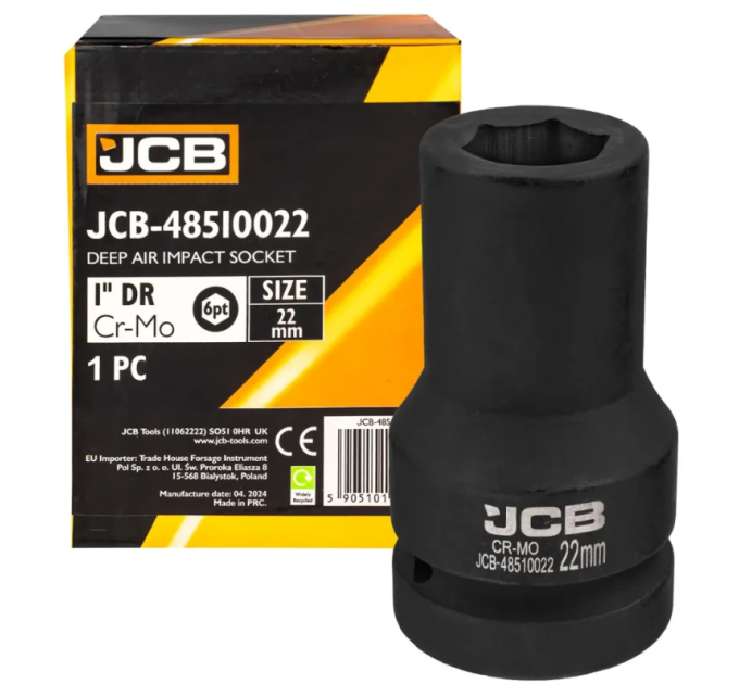 Головка торцева ударна глибока 1" 22 мм (6-гр.) JCB Tools JCB-48510022