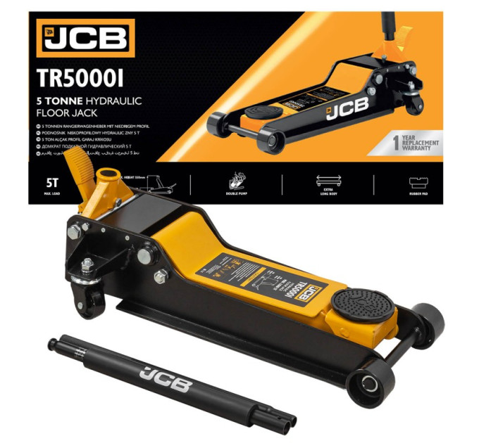 Домкрат підкатний гідравлічний низькопрофільний (90-550 мм) 5т JCB Tools JCB-TR50001