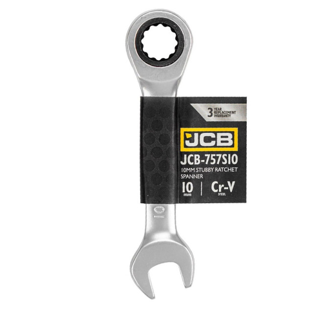Ключ гайковий короткий з тріскачкою 10 мм JCB Tools JCB-757S10