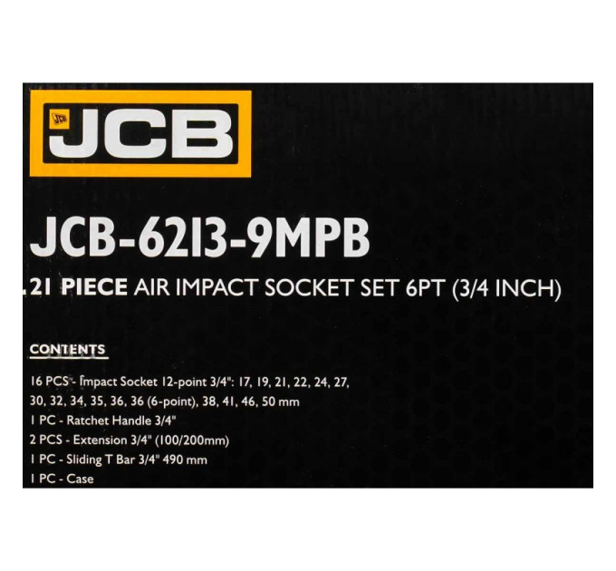 Набір інструментів ударних 21 пр. 3/4" (12-гр.) JCB Tools JCB-6213-9MPB