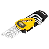 Набір Г-подіб. ключів довгих з кулею HEX 10 пр. (1,27 мм- 10 мм) JCB Tools JCB-5102LB