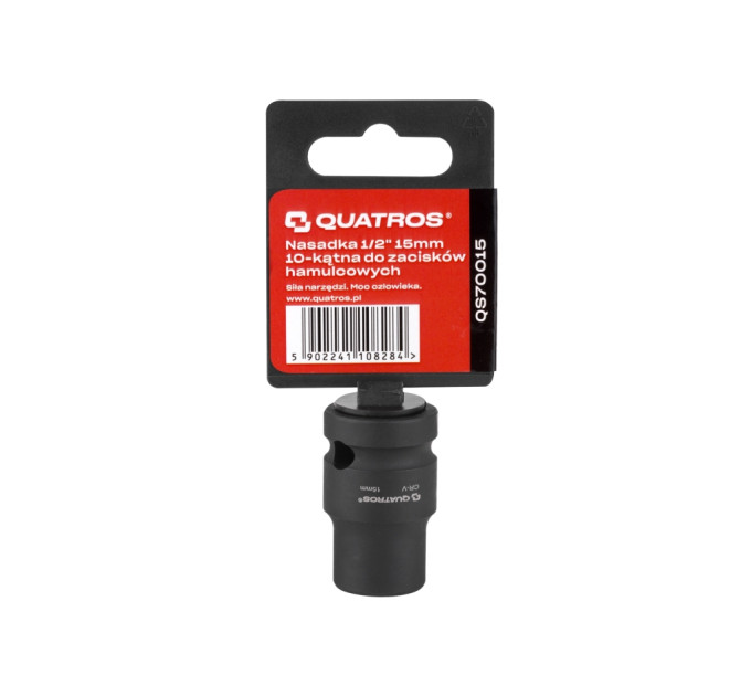 Головка для гальмівних колодок суппорта 1/2" 15 мм 10-гранна QUATROS QS70015