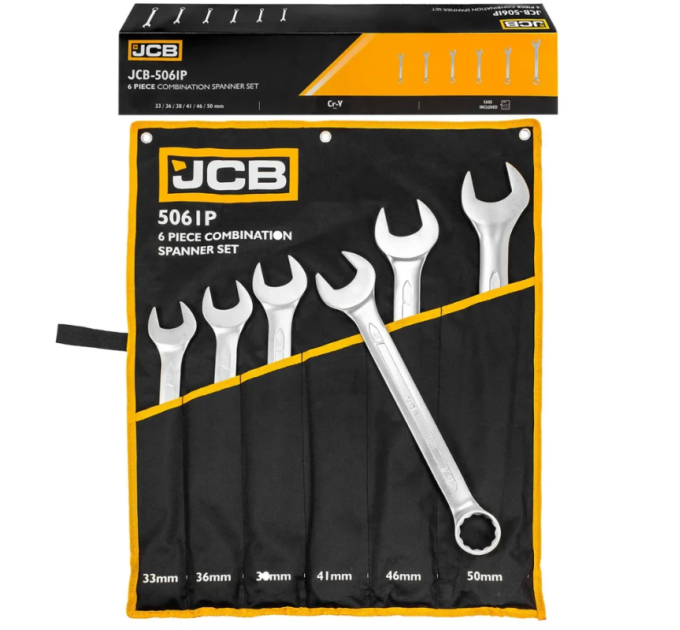 Набір ключів ріжково-накидних в чохлі 6 пр. (33-50 мм) JCB Tools JCB-5061P