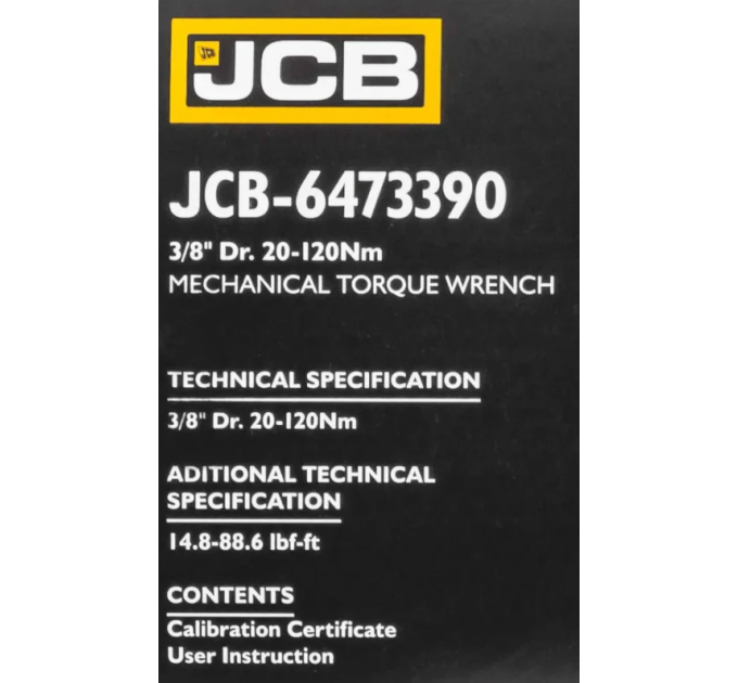Динамометричний ключ 3/8" (20-120 Нм) JCB Tools JCB-6473390