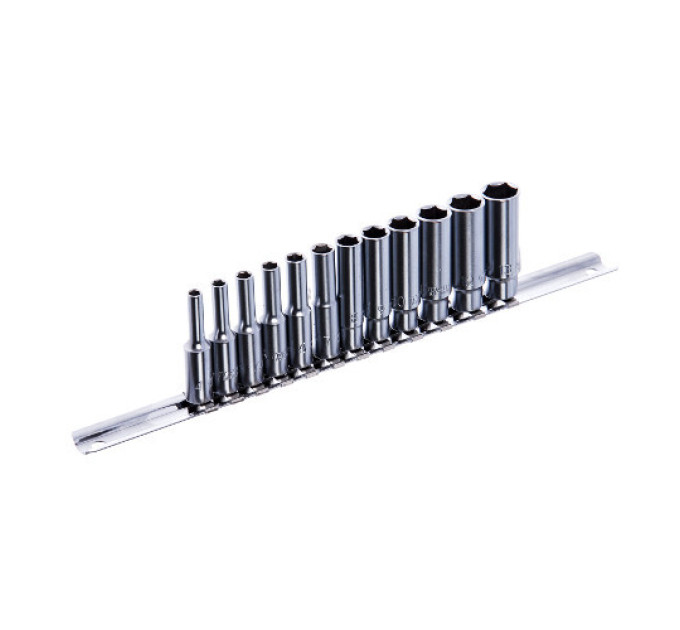Набор головок длинных на планке TOPTUL 1/4" 12ед. 4-13мм GAAQ0802U