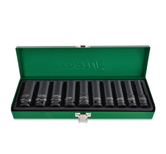 Набір головок дюймових ударних довгих TOPTUL 1/2" 7/16-1" 10од. GEAD1002