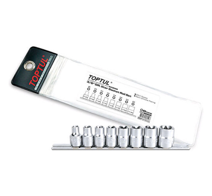 Набор головок TORX на планке TOPTUL 3/8" E8-E20 8ед. GAAG0802