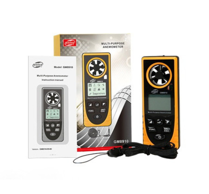 Багатофункціональний анемометр-метеостанція 0,7-30м/с, -20-60°C BENETECH GM8910