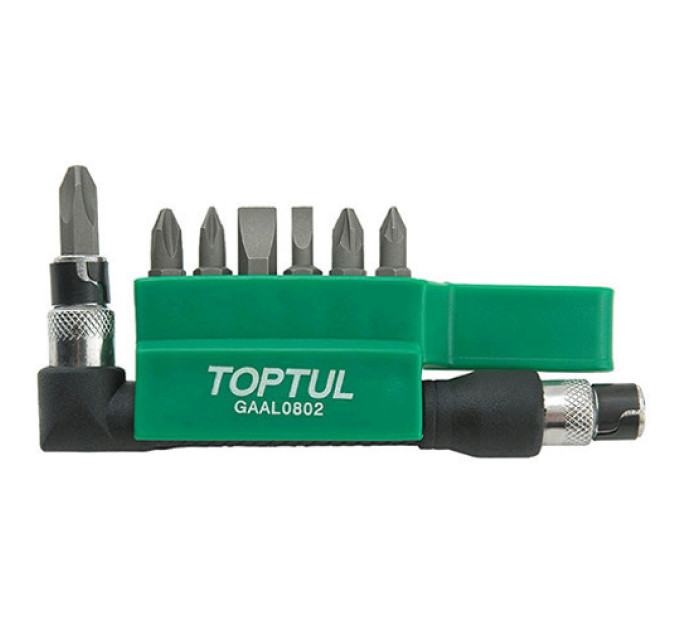 Набор биты-насадки + Г-обр. переходник TOPTUL 1/4" 8ед. GAAL0802