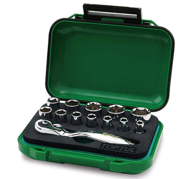 Набор головок с трещоткой TOPTUL 1/4" 13ед. GABW1301